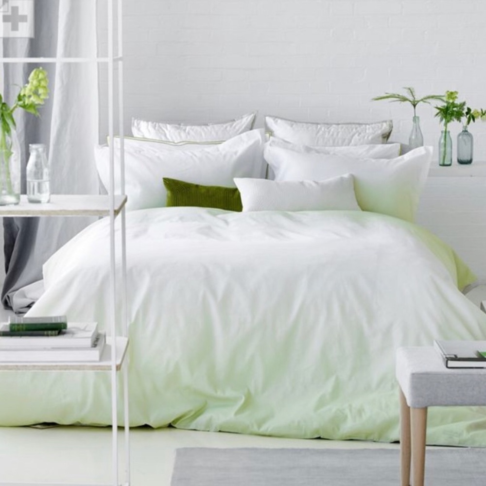 Designers Guild Saraille moss bedding.
